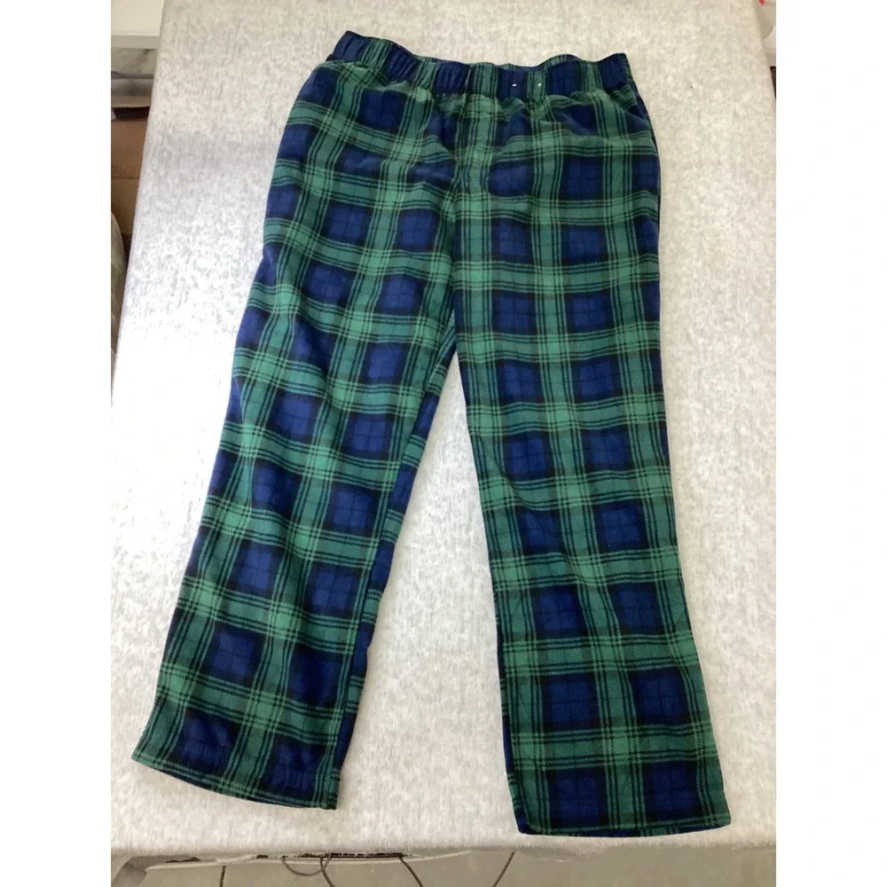 Wondershop Mens Green Blue Plaid Fleece‎ Pajama Pants Size L Sleepwear Bottoms